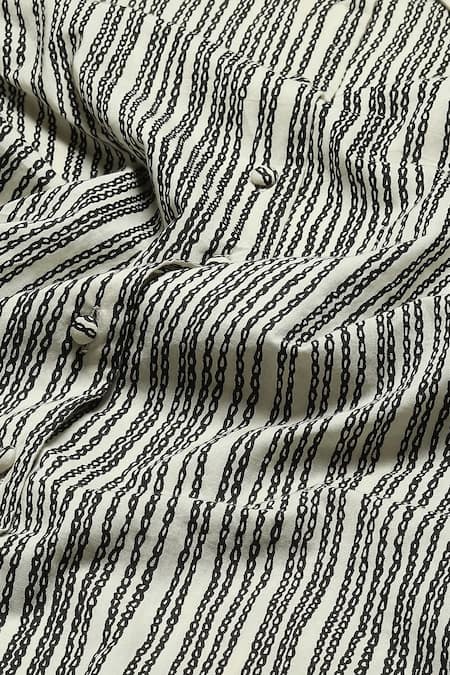 Buy Abraham And Thakore Black Cotton Embroidery Crewel Print Straight Trouser Buy_Abraham And Thakore_Black Cotton Embroidery Crewel Print Straight Trouser