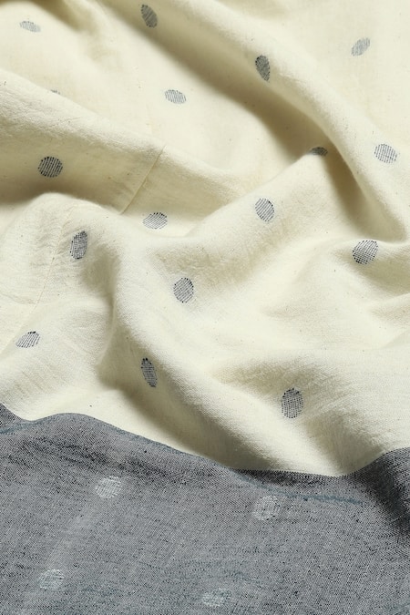 Buy Abraham And Thakore Off White Cotton Border Jamdani Dotted Pattern Trouser Buy_Abraham And Thakore_Off White Cotton Border Jamdani Dotted Pattern Trouser