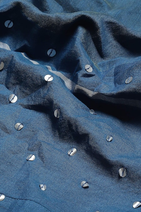 Buy Abraham And Thakore Blue Silk, Cotton, Maheshwari Sequins Embellished Trouser Buy_Abraham And Thakore_Blue Silk, Cotton, Maheshwari Sequins Embellished Trouser