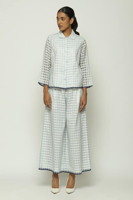 Abraham & Thakore Maheshwar Gingham Checkered Trouser 