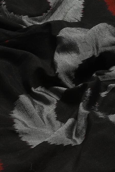 Buy_Abraham And Thakore_Black Silk, Cotton Ikat Ottoman Moon Pattern Trouser