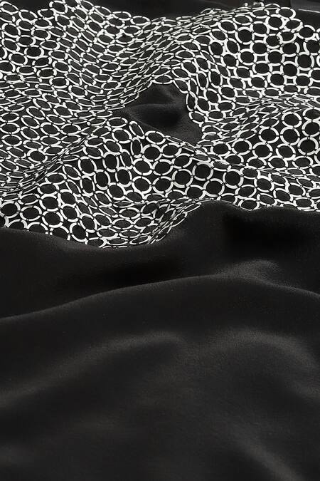 Abraham And Thakore Black Silk, Crepe Sequins Halter Neck Circlet Bloom Embroidered Tunic at Aza Fashions Abraham And Thakore_Black Silk, Crepe Sequins Halter Neck Circlet Bloom Embroidered Tunic_at_Aza_Fashions