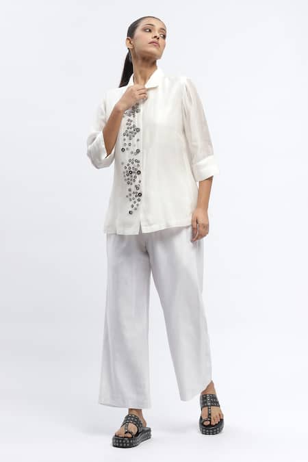 Abraham & Thakore Mother Of Pearl Button Embellished Shirt 