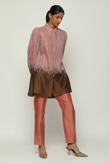 Abraham & Thakore Crewel Embroidered Ombre Shirt 