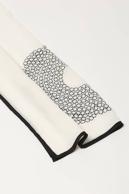 Abraham And Thakore_Ivory Sequins Flower Scarf_Online_at_Aza_Fashions