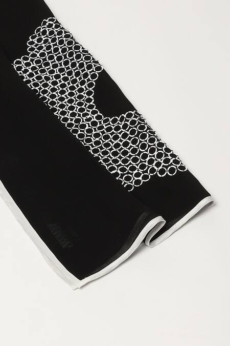Abraham And Thakore_Black Sequins Bloom Flower Scarf_Online_at_Aza_Fashions