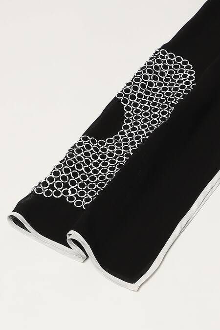 Buy_Abraham And Thakore_Black Sequins Bloom Flower Scarf_Online_at_Aza_Fashions