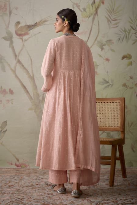 Kritika Dawar Chanderi Lace A-line Kurta Pant Set 