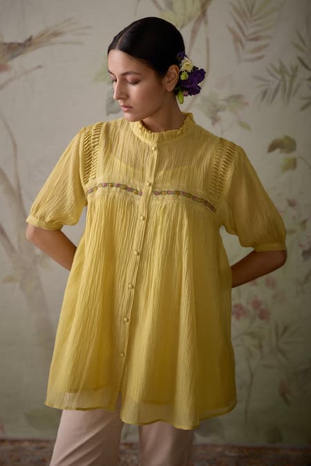 Kritika Dawar Short Pintucked Chanderi Tunic 