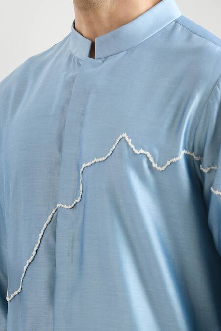 Buy Countrymade Blue Chanderi Embroidery Abstract Placed Kurta Set Buy_Countrymade_Blue Chanderi Embroidery Abstract Placed Kurta Set