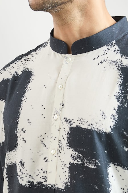 Buy_Countrymade_Black Silk Printed Abstract Kurta 