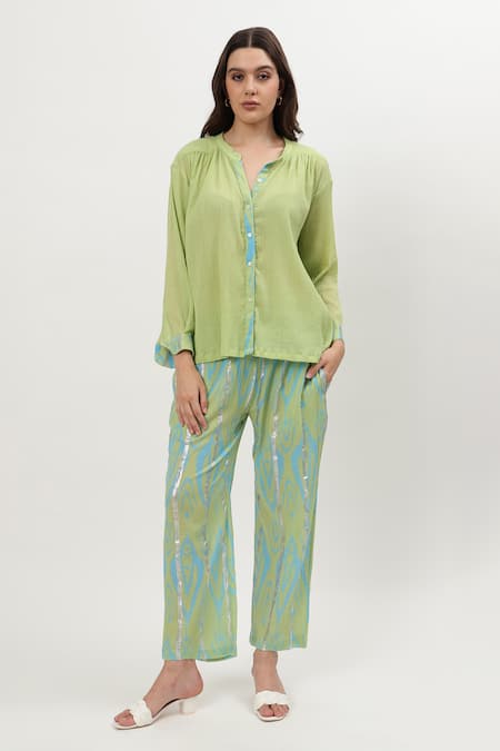 Musal Hilary Placement Print Shirt With Pant 