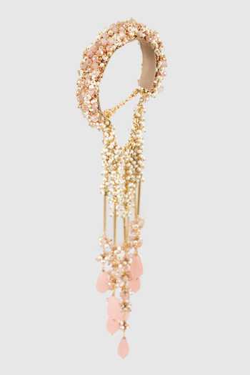 Buy_House Of D"Oro_Pink Pearls, Beads Banno Embellished Kaleeras _Online_at_Aza_Fashions
