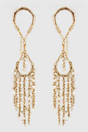 Shop House Of D"Oro White Pearls, Beads Swarnim Embellished Kaleeras at Aza Fashions Shop_House Of D"Oro_White Pearls, Beads Swarnim Embellished Kaleeras_at_Aza_Fashions