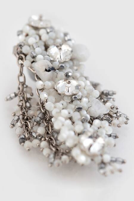 House Of D"Oro_White Stones Embellished Dangler Earrings_Online_at_Aza_Fashions