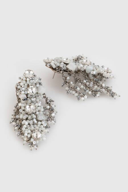 Buy_House Of D"Oro_White Stones Embellished Dangler Earrings_Online_at_Aza_Fashions