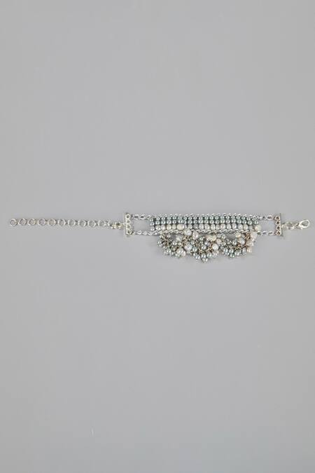 Buy_House Of D"Oro_Silver Plated Pearls Fenella Bracelet_Online_at_Aza_Fashions