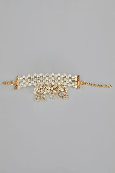 Buy_House Of D"Oro_White Pearls, Beads Solstice Bracelet_Online_at_Aza_Fashions