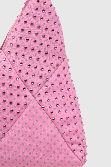 House Of D"Oro Pink Glass Beads Barbie Wrist Bag Online at Aza Fashions House Of D"Oro_Pink Glass Beads Barbie Wrist Bag _Online_at_Aza_Fashions