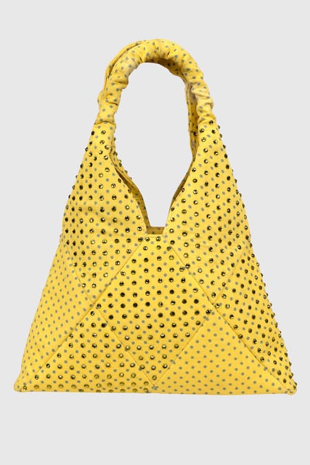Shop House Of D"Oro Yellow Glass Beads Cosmic Wrist Bag at Aza Fashions Shop_House Of D"Oro_Yellow Glass Beads Cosmic Wrist Bag _at_Aza_Fashions