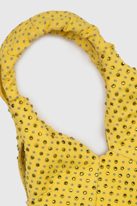 House Of D"Oro Yellow Glass Beads Cosmic Wrist Bag Online at Aza Fashions House Of D"Oro_Yellow Glass Beads Cosmic Wrist Bag _Online_at_Aza_Fashions