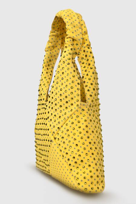 Buy House Of D"Oro Yellow Glass Beads Cosmic Wrist Bag Online at Aza Fashions Buy_House Of D"Oro_Yellow Glass Beads Cosmic Wrist Bag _Online_at_Aza_Fashions