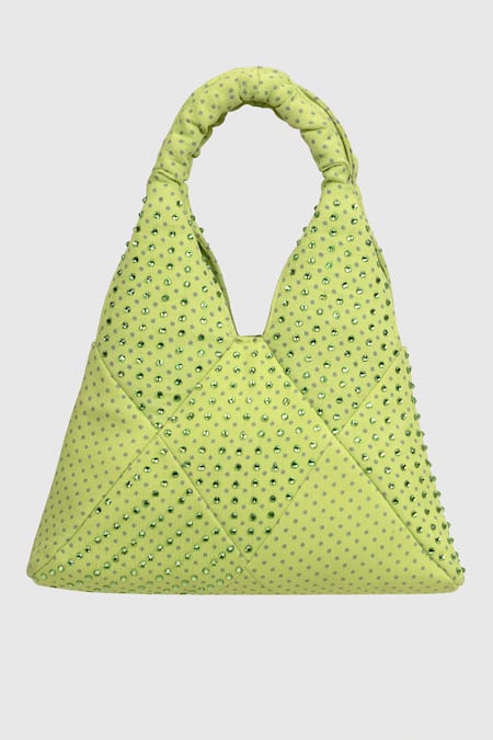 Shop House Of D"Oro Green Glass Beads Chartreuse Shoulder Bag at Aza Fashions Shop_House Of D"Oro_Green Glass Beads Chartreuse Shoulder Bag _at_Aza_Fashions