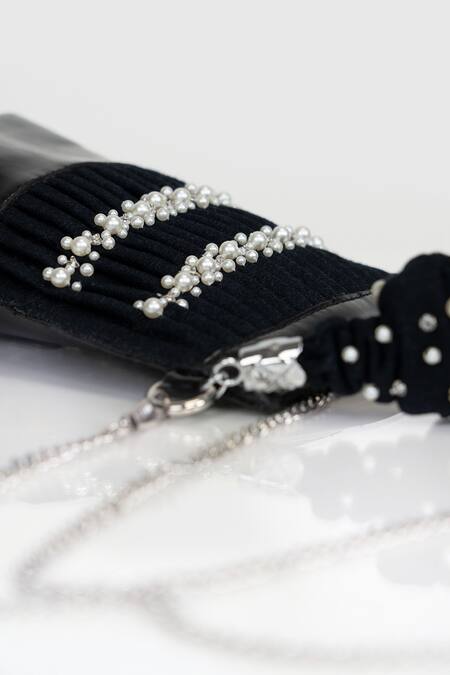 Buy House Of D"Oro Black Pearl Embellished Mobile Bag Online at Aza Fashions Buy_House Of D"Oro_Black Pearl Embellished Mobile Bag _Online_at_Aza_Fashions