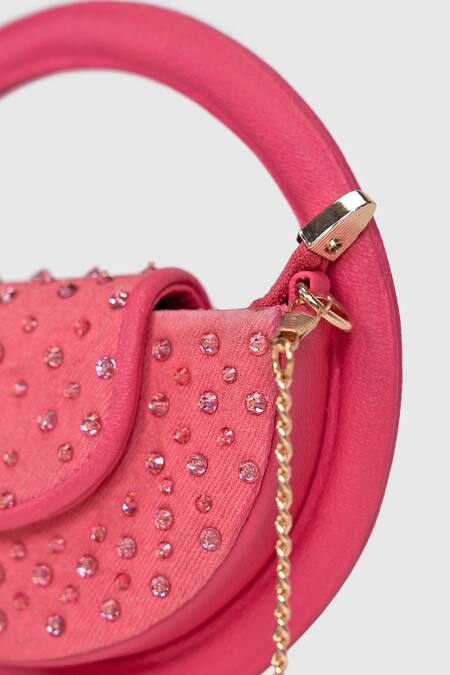 House Of D"Oro_Pink Glass Beads Sling Bag_Online_at_Aza_Fashions