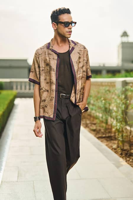 S&N by Shantnu Nikhil Palm Trees Print Shirt 