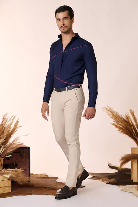 S&N by Shantnu Nikhil Plain Straight Trouser 