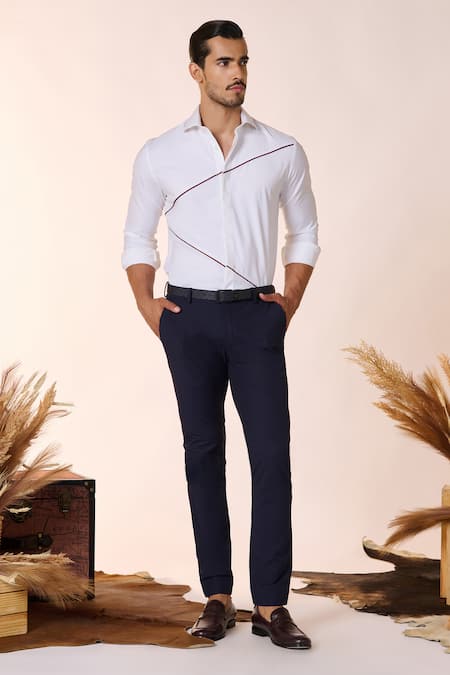 S&N by Shantnu Nikhil Plain Straight-Legged Trouser 