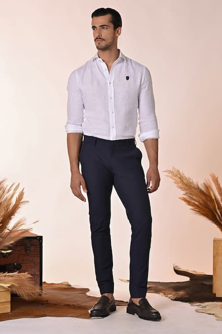 S&N by Shantnu Nikhil Plain Straight-Fit Trouser 