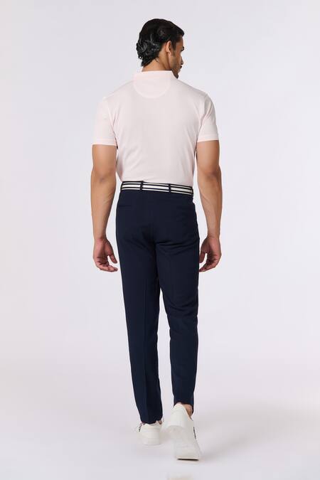 Shop S&N By Shantnu Nikhil Pink Cotton Embroidery Plain Collared Polo T-shirt at Aza Fashions Shop_S&N By Shantnu Nikhil_Pink Cotton Embroidery Plain Collared Polo T-shirt_at_Aza_Fashions