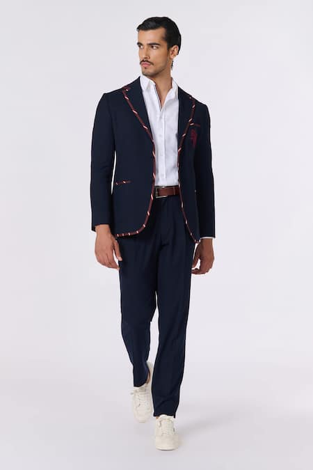 S&N by Shantnu Nikhil Crest Embroidered Textured Jacket 