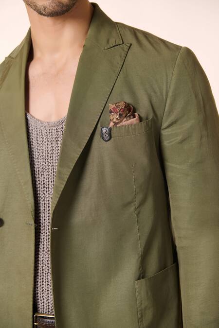 Buy S&N By Shantnu Nikhil Green Lycra Crystals Placed Crest Embellished Jacket Online at Aza Fashions Buy_S&N By Shantnu Nikhil_Green Lycra Crystals Placed Crest Embellished Jacket_Online_at_Aza_Fashions