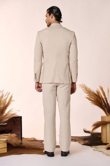 Shop S&N By Shantnu Nikhil Beige Rayon, Polyester Embroidery Crest Jacket at Aza Fashions Shop_S&N By Shantnu Nikhil_Beige Rayon, Polyester Embroidery Crest Jacket_at_Aza_Fashions