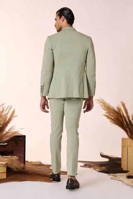 Shop S&N By Shantnu Nikhil Green Cotton, Spandex, Tencel Embroidery Logo Crest Jacket at Aza Fashions Shop_S&N By Shantnu Nikhil_Green Cotton, Spandex, Tencel Embroidery Logo Crest Jacket_at_Aza_Fashions