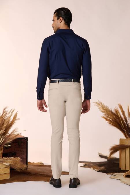 Shop S&N By Shantnu Nikhil Blue Spandex, Rayon, Terrycloth Cut-out Panelled Shirt at Aza Fashions Shop_S&N By Shantnu Nikhil_Blue Spandex, Rayon, Terrycloth Cut-out Panelled Shirt_at_Aza_Fashions