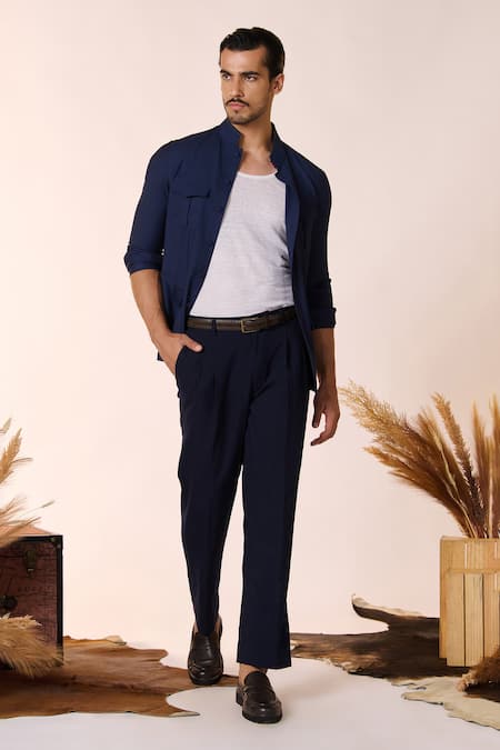 S&N by Shantnu Nikhil Patch Pocket Pintucked Shirt 