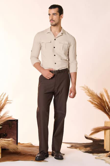 S&N by Shantnu Nikhil Flap Pocket Solid Shirt 