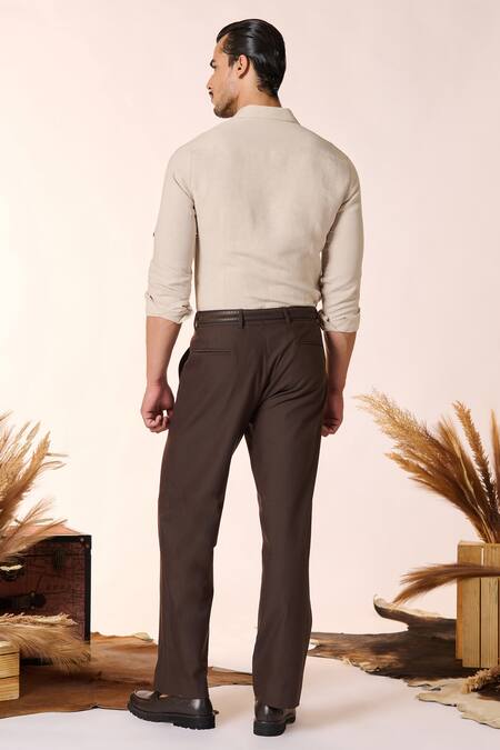 Shop S&N By Shantnu Nikhil Beige Linen, Rayon Flap Pocket Solid Shirt at Aza Fashions Shop_S&N By Shantnu Nikhil_Beige Linen, Rayon Flap Pocket Solid Shirt_at_Aza_Fashions