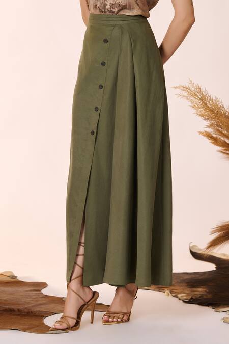 Shop S&N By Shantnu Nikhil Green Lycra Plain Wrapped Skirt Online at Aza Fashions Shop_S&N By Shantnu Nikhil_Green Lycra Plain Wrapped Skirt_Online_at_Aza_Fashions