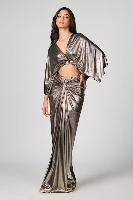 S&N by Shantnu Nikhil Metallic Cropped Top 