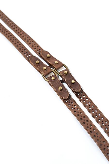 Buy S&N By Shantnu Nikhil Brown Buckles Handcrafted Leather Belt Online at Aza Fashions Buy_S&N By Shantnu Nikhil_Brown Buckles Handcrafted Leather Belt_Online_at_Aza_Fashions