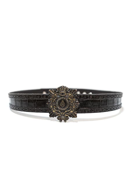 S&N by Shantnu Nikhil Brown Aerial Crest Belt 