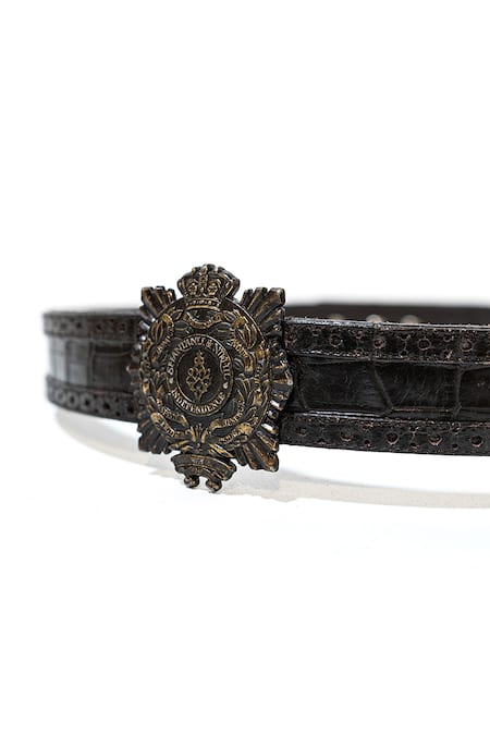 S&N By Shantnu Nikhil Brown Brooches, Metallic Thread Aerial Crested Belt Online at Aza Fashions S&N By Shantnu Nikhil_Brown Brooches, Metallic Thread Aerial Crested Belt_Online_at_Aza_Fashions