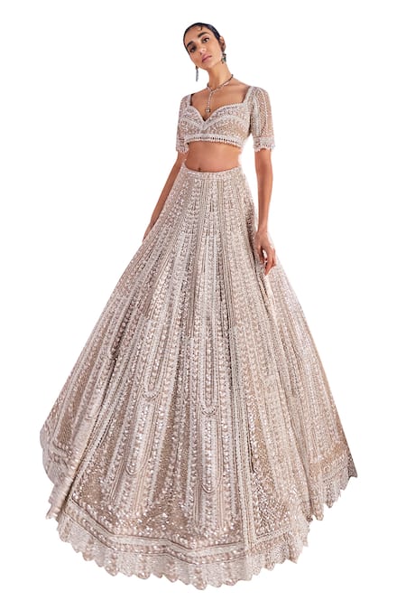 Buy Seema Gujral Gold Net Pearls, Sequins, Beads Sweetheart Embroidered Bridal Lehenga Blouse Set Online at Aza Fashions Buy_Seema Gujral_Gold Net Pearls, Sequins, Beads Sweetheart Embroidered Bridal Lehenga Blouse Set _Online_at_Aza_Fashions
