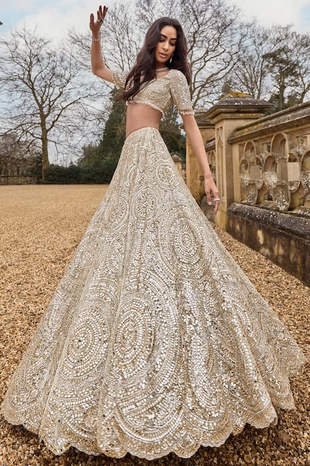 Seema Gujral Mirror Embroidered Bridal Lehenga Set 