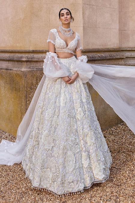 Seema Gujral 3D Floral Embroidered Bridal Lehenga Set 